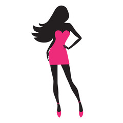 Fashion model. Silhouette of beautiful woman vector illustration.