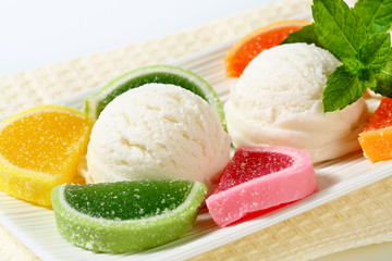 Ice cream with jelly candy