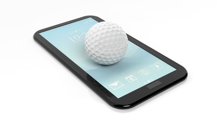 Golf ball on tablet,isolated on white background