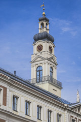 Fototapeta na wymiar View of City hall tower and the main square in old city of Riga