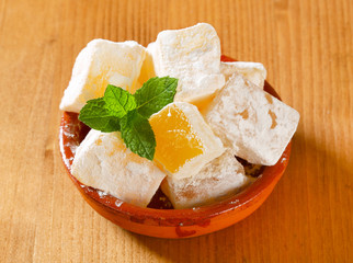 Mastic-flavored jelly cubes (Greek Turkish delight)