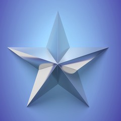 Silver star icon,on blue background