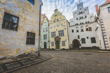 Fototapeta na wymiar Oldest buildings in Riga Latvia - the Three Brothers