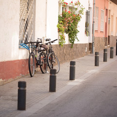 Fototapeta na wymiar Bikes parked on the street