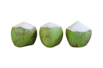 Green coconuts on white background © thaporn942
