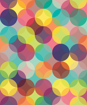 Vector modern seamless colorful geometry pattern circles overlapping , color abstract geometric background,wallpaper print, retro texture, hipster fashion design, © sunspire