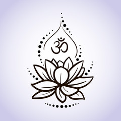 Lotus flower pattern line on isolated background. Logo for Yoga