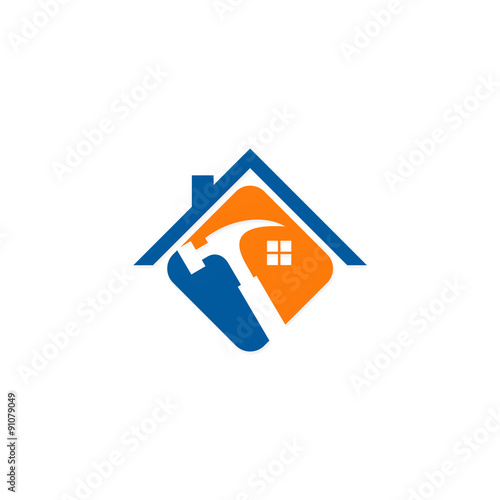 "house construction roof hammer logo" Stock image and royaltyfree