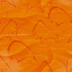 Seamless red background with bull in tribal style. Grunge, retro