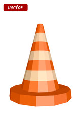 Yellow traffic cone isolated on white background. Icon warning.