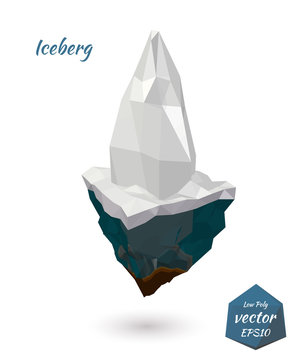 Icon iceberg island isolated on white background. Low poly style