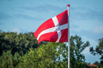 Flag of Denmark in the wind