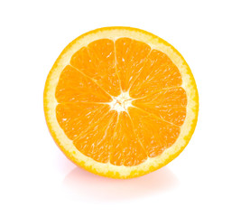 Orange cut  half on white background.