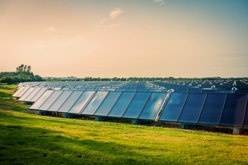 Solar park on a green field