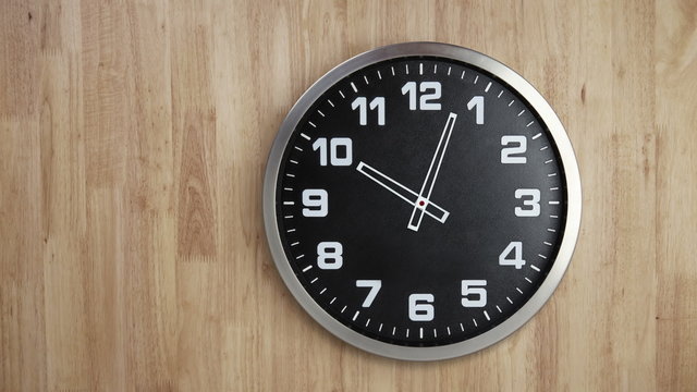 Clock Timelapse on Wooden Wall, 12 Hours Loop able