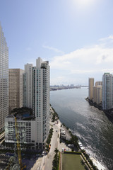 Aerial image of Brickell and the Miami River