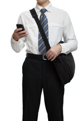 Obraz na płótnie Canvas businesswoman with phone and poltfelem