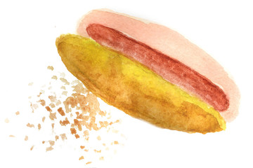 Hot-Dog in watercolor