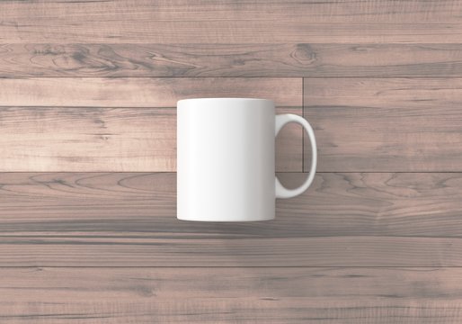 Kaffetasse weiss Vorlage auf Holz