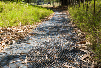 garden path of decorative pebbles