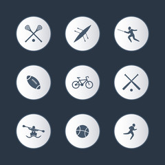 College sports, round icons set
