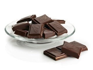 Chocolate in a glass saucer