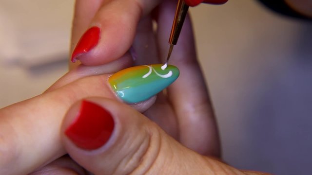 beauty salon, beautiful nails manicure acrylic paint on hand