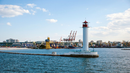 Lighthouse in Odessa sea port, Ukraine