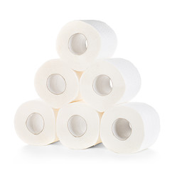 Toilet paper close-up isolated on a white background