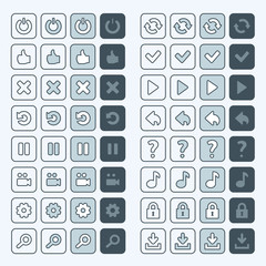 Thin line game icons buttons interface, ui