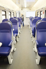 Fototapeta premium Interior of a train passenger coach