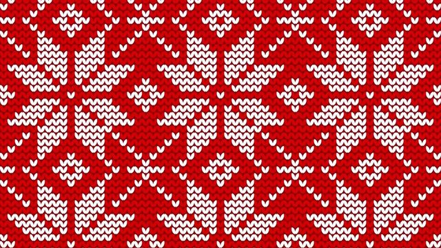 Christmas norwegian knitwear pattern, seamless loop background, flash 2D animation