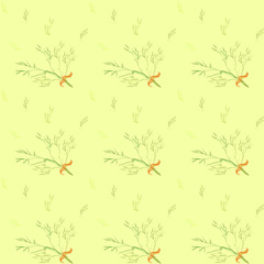 Seamless pattern with light green herbs ang ribbon