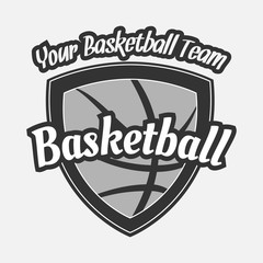 Black and white Basketball Label with Ball