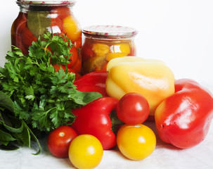 tomatoes, greens and peppers
