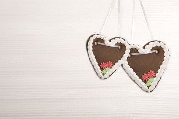 Bavarian gingerbread hearts for Oktoberfest background