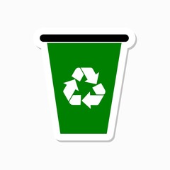 Recycle bin with recycle sign sticker