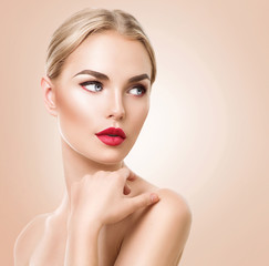 Beautiful woman portrait. Beauty spa woman with  fresh skin and perfect makeup