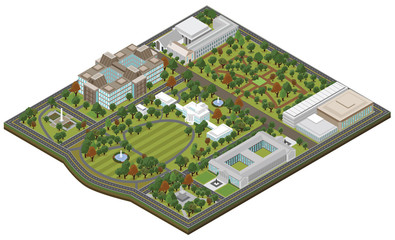 Obraz premium Isometric White House - Vector clip art illustration on white background
