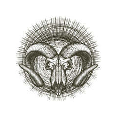 Grunge Goat Skull Hand Drawn Tribal Punk