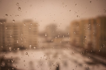 raindrops on window glass, background