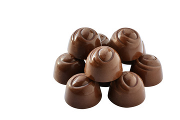 Chocolate candies isolated on white background