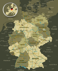Obraz premium Detailed map of Germany