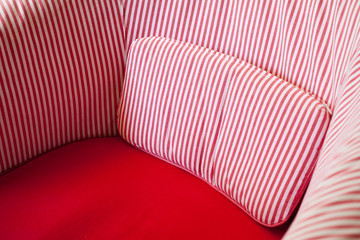 Closeup red striped armchair