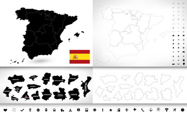 Black color blind map of Spain