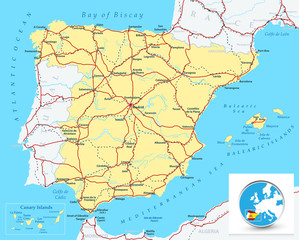 Fototapeta premium Detailed map of Spain