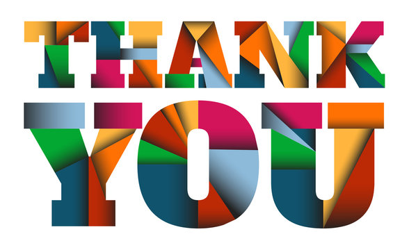 THANK YOU - Colorful vector letters design with triangles shapes