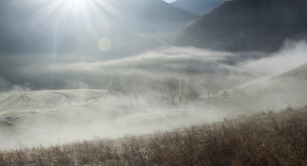 Fototapeta premium Autumn morning in the mountains