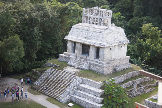 Temple of the Sun Archaeological zone of Palenque. Palenque, Chiapas, Mexico.