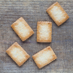 Piece of Mini coconut biscuit on wood table background